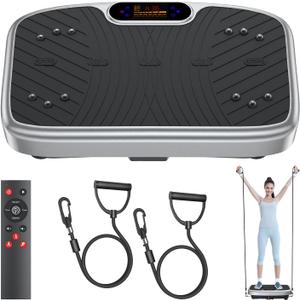 Vibration Plate Exercise Machine, Vibration Plate Platform for Lymphatic Drainage, 200 Adjustable Speeds Power Shaping Vibrating Plate Helps Weight Loss, Shaping, Max Weight 450 Lbs (Grey)