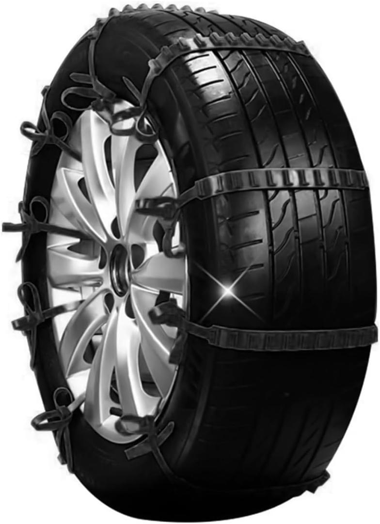 10pack Snow Tire Chains Reusable Anti-Skid Car Winter Wheels Chain Universal Cable Tire Belts, Black Non-Slip Zip Tie Tires Chain Emergency for Auto Pickup Trucks Suv
