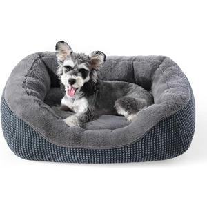 INVENHO Small Dog Bed for Small Dogs, Cat Beds for Indoor Cats Washable, Orthopedic Dog Bed, Warming Soft Calming Sleeping Puppy Bed Durable Pet Bed with Anti-Slip Bottom S(20"x19"x6")