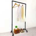 MBQQ Industrial Pipe Clothing Rack,29.9in Length Vintage Commercial Grade Pipe Clothes Racks,Rolling Rack for Hanging Clothes Retail Display,Heavy Duty Steampunk Iron Garment Racks,Black