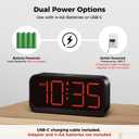 Battery Operated Digital Clock: Cordless Small Alarm Clock for Bedroom Travel - Large Numbers 4 Dimmers for All Ages Red Digits