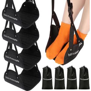Airplane Footrest (4 Pack), Perfect Foot Hammock for Airplane Travel or Office - Relax Your Feet