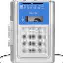 SEMIER Small Cassette Player Recorder, Portable AM FM Vintage Tape Cassette Player with Big Speaker and Headphones, Built-in Microphone, Powered by DC or AA Battery for Walking