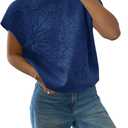 GORGLITTER Women's Short Sleeve Knit Sweater Tops Crewneck Lightweight Oversized Pullover Top Trendy (Blue, S)