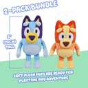 Bingo & Bluey Plush Toys Bundle Exclusive 2-Pack Soft Bluey Toys, Deluxe Fabric, Embroidered Detail, Plush Characters for Show Time or Story Time