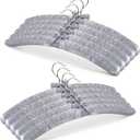 JS HANGER Padded Hanger for Sweaters - 17 Inch Extra Large Heavy Duty Satin Covered Coat Hangers No Shoulder Bump for Women Clothes, Sweaters, Dresses, Clothing, Weddings, Lingerie Pack of 10, Grey (Gray)
