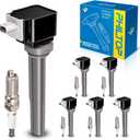 PHILTOP Ignition Coil Pack and Iridium Spark Plugs Fits for Ford 2015-2017 F-150 2.7T, 2015-2018 Edge 2.7T, Lincoln 2016-2018 MKX 2.7T, 2017-2020 Continental 2.7T/ 3.0T, 2017-2020 MKZ 3.0T, 6PCS UF773