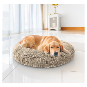 Muddy Mat® Cloud K-9 Bed for Dogs & Cats, Soft & Relaxing Donut Dog Bed, Chenille Material, Removable Cover, Washable & Dryer Safe–Beige Large(40'x40')