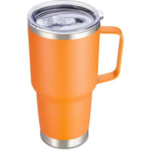 30 oz Tumbler with Handle and Lid, Stainless Steel Tumblers Double Wall Vacuum Insulated Travel Mug Leak Proof Cup Keep Drinks Cold and Hot Orange, 1 Pack