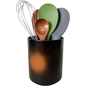 Short Kitchen Utensil Holder for Kitchen Counter Cooking Utensil Holder for Countertop Spatula Holder Small Utensil Crock Cutlery Holder Silverware Caddy Flower Vase (Firework)