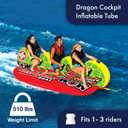 WOW Sports - Dragon Inflatable Cockpit Tube - Towable Boating Accessory for Kids & Adults - Holds up to 3 Riders, 122x62"