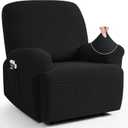 TAOCOCO Oversized Recliner Chair Covers, 1 Seater Streach Recliner Covers Soft Couch Protector Furniture Protector Covers with Elastic Chair Cover Jacquard Pattern (Black)