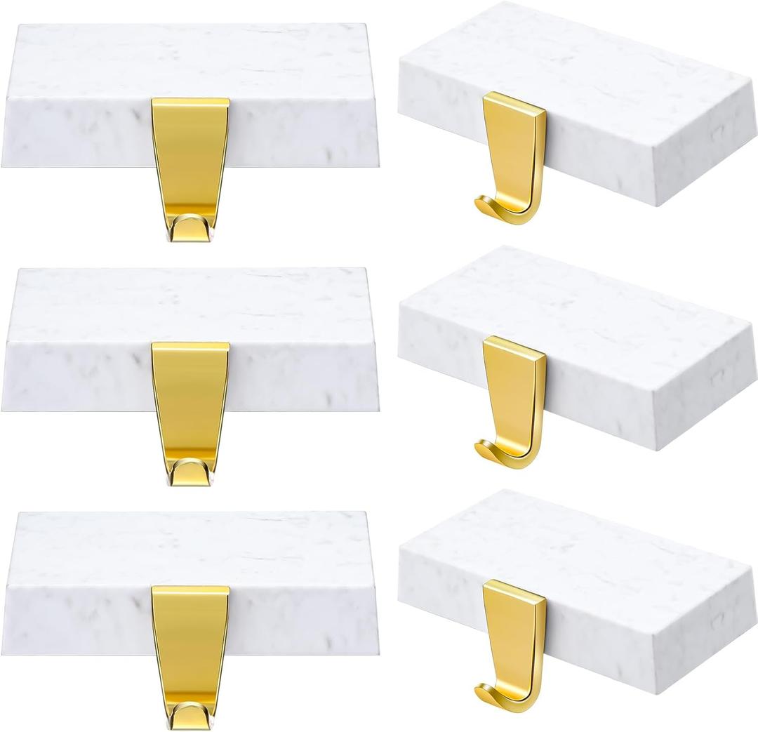 Zhengmy 6 Pcs Christmas Stocking Holders for Mantel Metal Hanging Hooks Stocking Hangers for Fireplace Xmas Party Decoration(Marble Color)