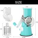 Cambom Rotary Cheese Grater Hand Crank Cheese Shredder for Fresh Cheese, Vegetable, Nuts,Non-slip Suction Base, Five Blades, Blue