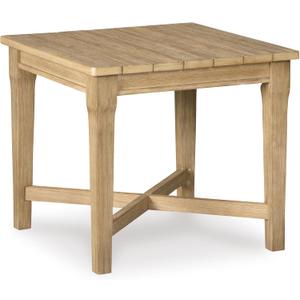 Signature Design by Ashley Outdoor Eucalyptus Carter Hall Patio End Table, Beige (Linen)