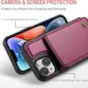 Vinich for iPhone 15 Wallet Case with Card Holder, RFID Blocking Credit Slots Kickstand Shockproof Phone Cover Fit for iPhone 15 6.1" Wine Red