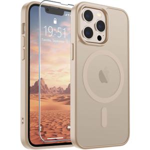SUPFINE Magnetic for iPhone 13 Pro Case(Compatible with MagSafe)(Military Grade Drop Protection) Slim Translucent Matte Shockproof with Anti-Fingerprint Phone Case,Desert Gold