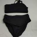Women High Waisted Bikini - One Shoulder Bathing Suit Tummy Control Two Piece Swimsuit 2025 (Large, Black)
