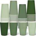Whaline 60Pcs Sage Green Paper Cups 16oz Gradient Green Disposable Cups Spring Beverage Drinking Cup for Wedding Baby Shower One Lucky Duck Birthday Party Supplies