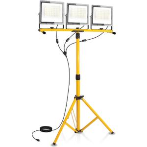 30000Lumen LED Work Lights with Stand - 3 Head Portable Work Light with IP65 Waterproof, Adjustable Stand, 16ft Cord for Construction Sites, Garage, Warehouse Lighting - Indoor Outdoor