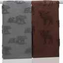 2 Pcs Christmas Hand Towels for Bathroom 3D Reindeer and Bear 29.5 x 13.7 in Jacquard Towel 100% Cotton Weave Bath for Winter Xmas Kitchen Decor