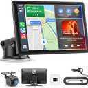 XPMOBQ Wireless Carplay Screen for Car,9" Car Play Stereo with 4K Dash Cam,1080P Backup Camera,Carplay Android Auto Screen with Voice Control,GPS Navigation,Mirror Link,Bluetooth（9inch）