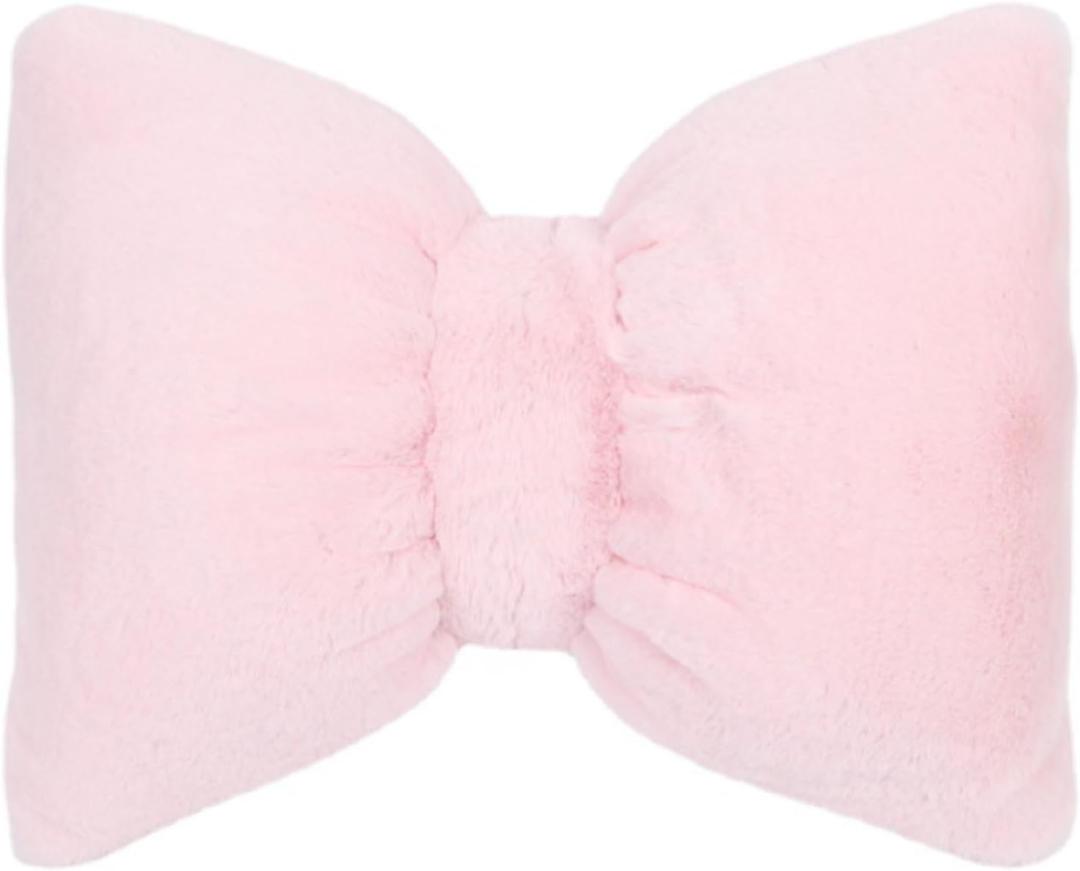 Bow Shaped Throw Pillow for Couch  Perfect for Home Dcor,16x11 (Pink)