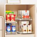Delamu 2 Sets of 2-Tier Multi-Purpose Bathroom Under Sink Organizers and Storage, Stackable Kitchen Pantry Organization, Pull Out Medicine Cabinet Organizer with 8 Movable Dividers, Amber
