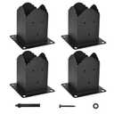 Creative Design 4x4 Post Base, Square Bracket Post Base for Fence Mailbox Deck, Bolt Down Post Base Wood Post Ground Anchor, Fit 3.5''x3.5'' Square Wood Post (Black - Set 4)