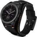 Compatible with Samsung Galaxy Watch 7/6/5/4/Watch 42mm/Watch 3 41mm/Active 40mm/Active 2/Gear S2 Classic/Sport /Fossil Q Gazer/Ticwatch 2/Garmin Vivoactive 3 Bands, 20mm Vintage Cuff Genuine Leather Band Strap for Men Women (Black)