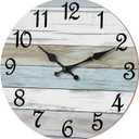 CHYLIN Wall Clock 14 Inch Bathroom Clock, Rustic Wall Clocks Battery Operated, Silent Non Ticking Wooden Coastal Beach Clock for Kitchen, Living Room, Bedroom, Office (White)