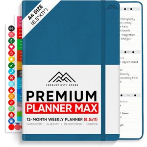 Undated, 2025 Planner, 8.5" x 11" - The #1 Productivity Planner to Achieve Your 2025 Goals - Planner 2025-2026 by PRODUCTIVITY STORE (A4, NAVY BLUE) (Undated A4 (8.5x11 inches))