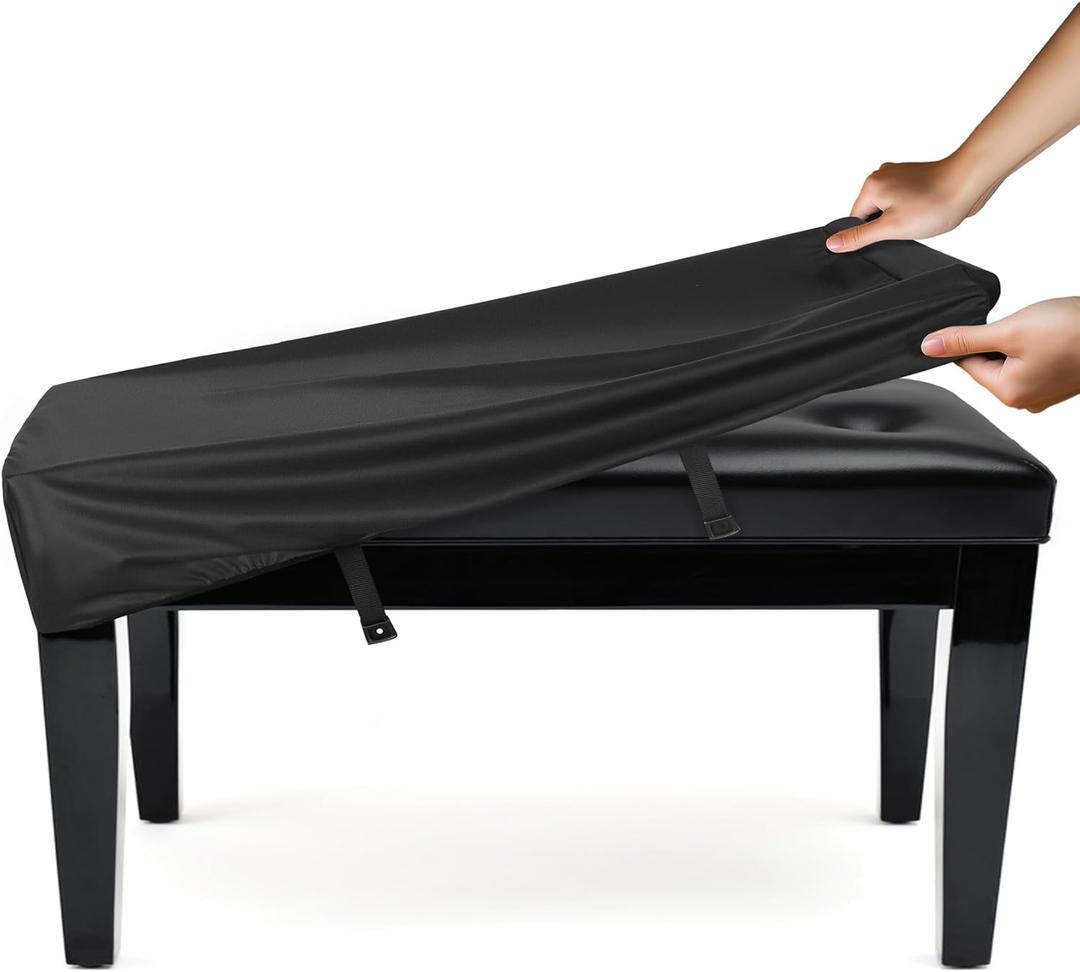 Explore Land Waterproof Piano Bench Cover - 62% Polyester + 8% Spandex + 30% PU Leather Dust Slipcover for Piano Stool, Seat Cushion Protector(30.5" L x 14.5" W)