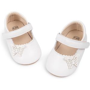 Meckior Infant Baby Girl Sandals Soft Non-Slip Rubber Sole Handmade Princess Wedding Dress Shoes Toddler First Walkers (White, 12-18M)