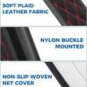 2PCS Seat Belt Cover Pad,Seatbelt Covers,Car Accessories Seatbelt Cushion,Leather Car Seat Strap Pads,Seat Belt Cover,Universal Safety Strap Cover,Car Seat Strap Covers,Fits All Cars (Black&Red)