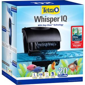 Tetra Whisper IQ Power Filter 20 Gallons, 130 GPH, with Stay Clean Technology