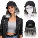 Hat Wigs for Women Baseball Cap with Hair Extensions Short Wave Synthetic baseball Cap Wig for Women Adjustable Hat with Hair Attached for Daily Use(14inch)