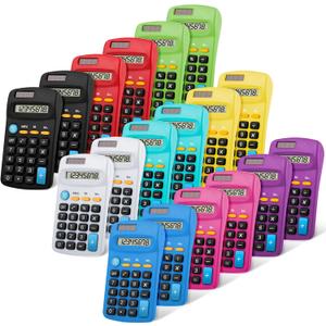 18 Pieces Bulk Pocket Size Student Function Calculator Mini Colorful Basic Solar Battery Calculator for Christmas Student School Gifts Home Office Desktop Accounting Tools