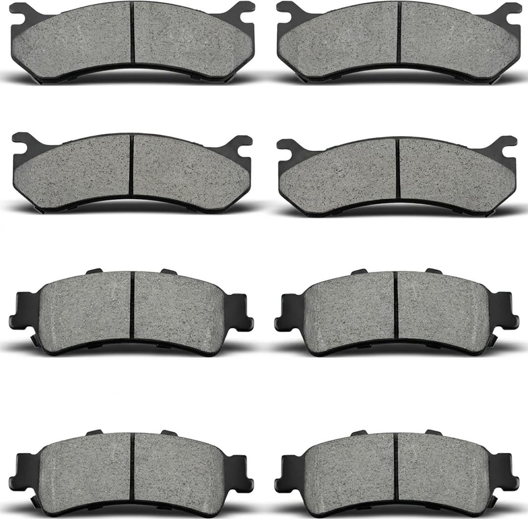 8pcs Ceramic Front Rear Brake Pads Compatible with Chevy Astro Avalanche Silverado 1500 HD Suburban 1500 Tahoe, for GMC Safari Sierra 1500 HD Yukon/Yukon XL 1500