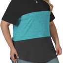 VISLILY Womens-Plus-Size-Summer-Tops Trendy Color Block T Shirts Casual Crewneck Cute Short Sleeve Blouses Tunics Tees XL-5XL (XXXL)