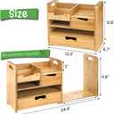 ZOOFOX Bamboo Desk Organizer with Adjustable File Holder, Mail Organizer Countertop with Drawer, 4-Tier Desktop Organization and Desk Accessories for Home Office School Supplies, No Assembly Required