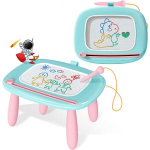 Kikidex Toddlers Toys Age 1-3, Magnetic Drawing Board, Toddler Girl Toys for 1-2 Year Old, Doodle Board Pad Learning and Educational Toys for 1 2 3 Year Old Baby Kids Birthday Gift (Mint Blue)