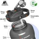 HydroPal 1 Gallon Water Bottles with Straw, 128 oz Water Bottle BPA Free Innovative 2-IN-1 Lid Gym Bottle with Times to Drink Motivational, Large for Sports Fitness Camping Water Jug 13.8X5.5 inch