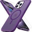 Magnetic for iPhone 15 Pro Max Case [Compatible with MagSafe]with 2X Screen Protector, Military-Grade Slim Shockproof Phone Cover Translucent Matte Anti-Fingerprint Anti-Scratch,6.7 inch,Purple