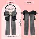 Bow Tie for Women Girls, Rhinestone Bowtie Pre-tied Womens Neck Tie for Shirt Uniform Wedding (Black-adjustable Style)