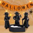 4Pcs Halloween Plague Doctor Figurine with Light-Up Skeleton in Coffin  Mini Gothic Resin Halloween Decorations for Tabletop, Mantel, Indoor Display Gifts for Indoor Home Decor
