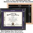 GraduationMall 11x14 Diploma Frame with Purple over Gold Mat or Display 15x18 Certificate without Mat,Solid Wood & Tempered Glass,Glossy Black Finish with Gold Trim