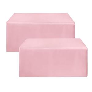 HolidayIdeas Fitted Pink Tablecloths for 6 Foot Tables - 72 x 30 Inch - 2 Pack Rectangle Polyester Fabric Table Cover for Folding Table, Valentines Parties, Birthday, Trade Show