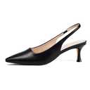 Elisabet Tang 2IN Trendy Closed Toe Slingback Kitten Heels for Women Low Dressy Pumps Wide Width Sexy for Prom Black Matte Size 10