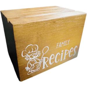 Brown Rustic Recipe Box with 100 Cards and Dividers | Rectangular Wooden Recipe Box | Flip Top Closure | 6x4.9x1.8 inches | Housewarming Gift